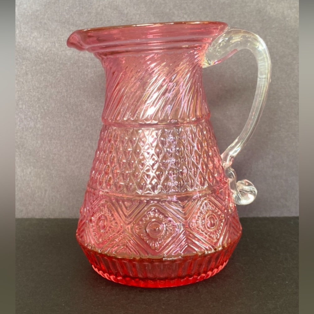 Vintage Hand Blown Pilgrim Cranberry Glass Creamer Pitcher.